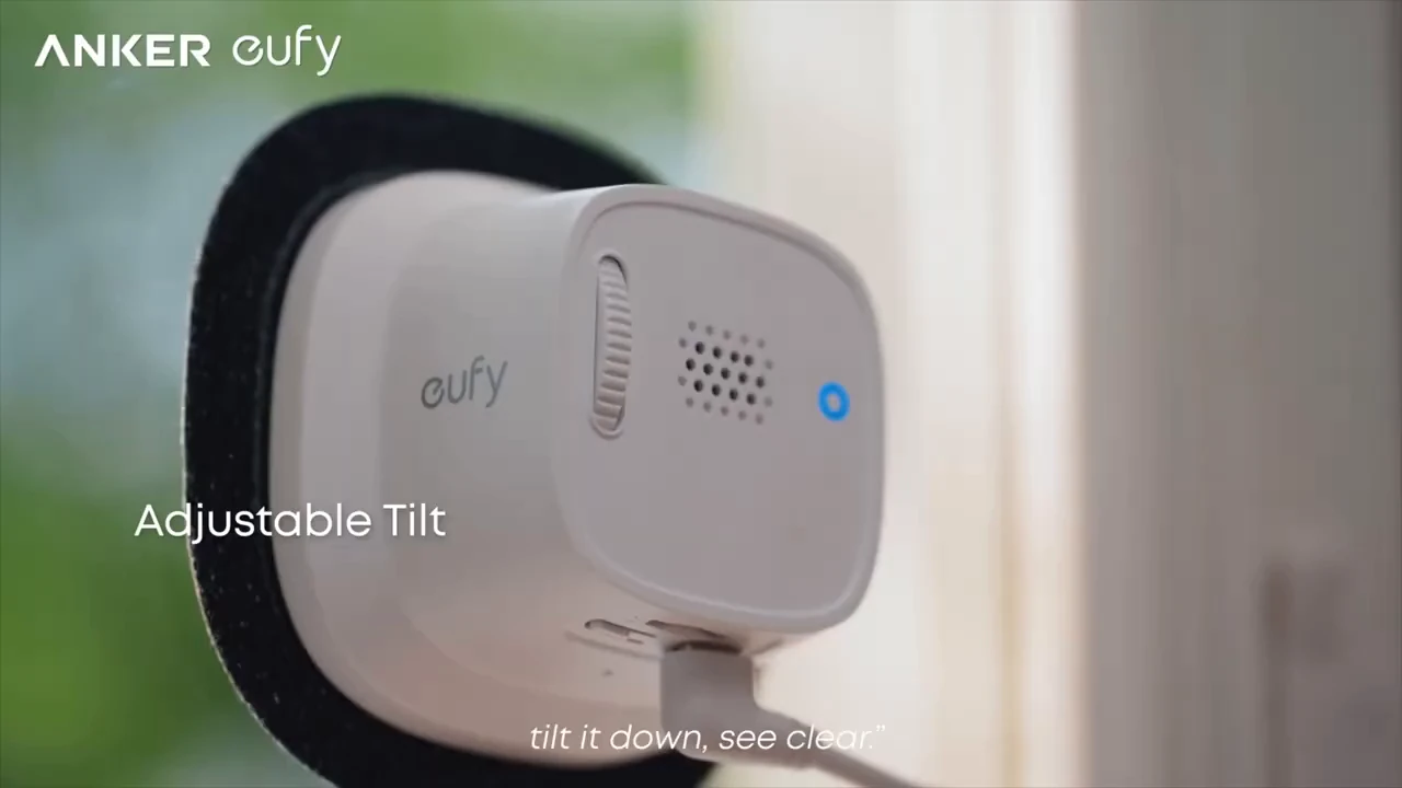 Close view of the rear adjustment mechanism on eufy Window Camera E10.