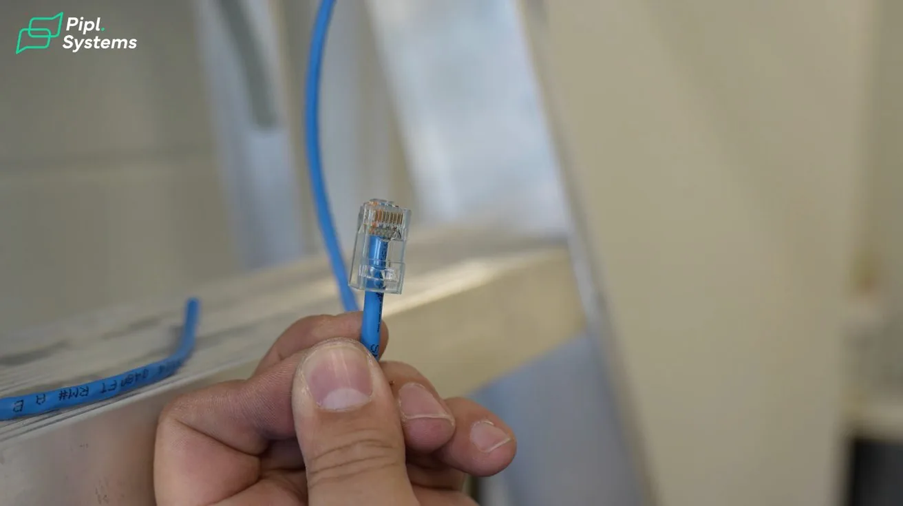 Crimped ethernet cable ready for installation