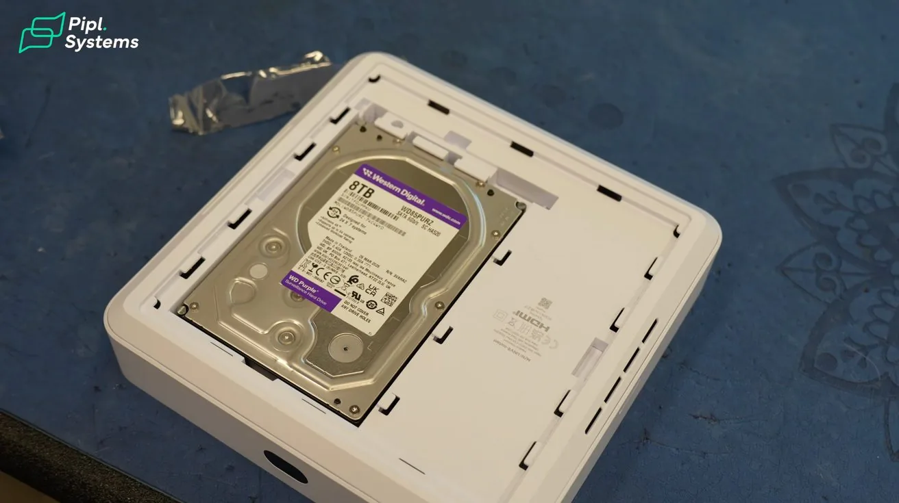 Hard drive installed in NVR before mounting