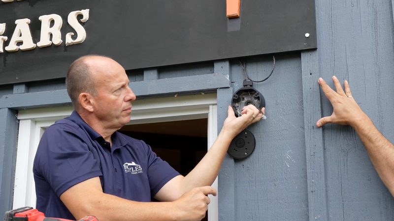 Camera installation on commercial building