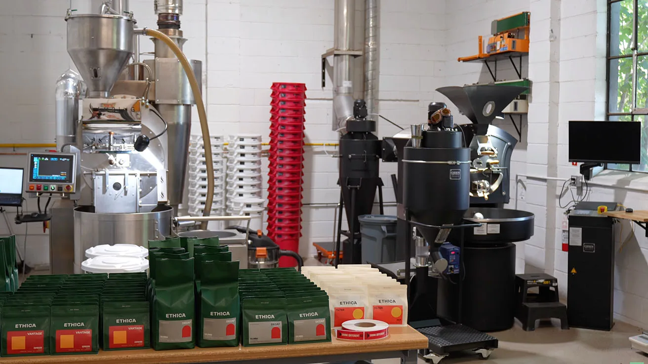 Overview of Ethica Coffee industrial coffee roasting machines protected by Ajax environmental sensors