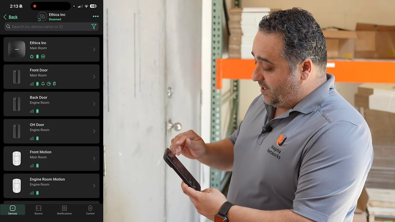Managing user passcodes and permissions for Ajax commercial security system in the mobile app
