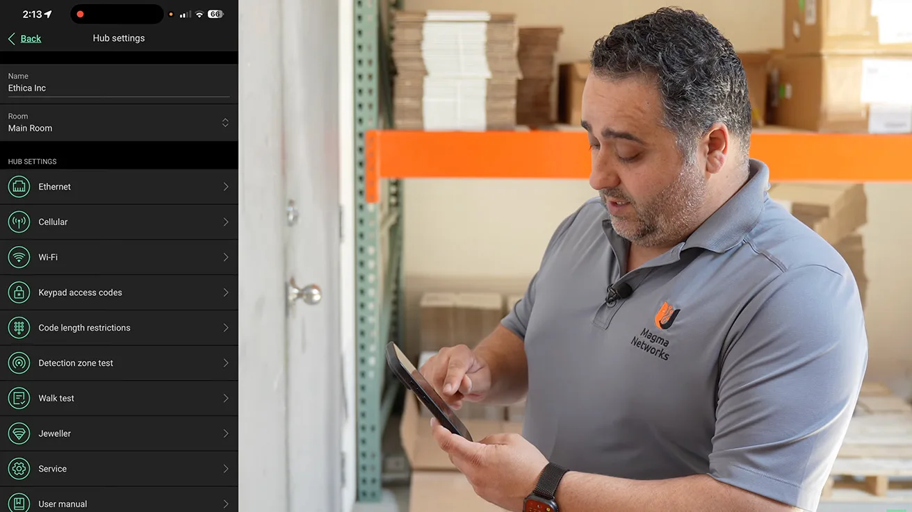Configuring warehouse group permissions in Ajax security system app interface