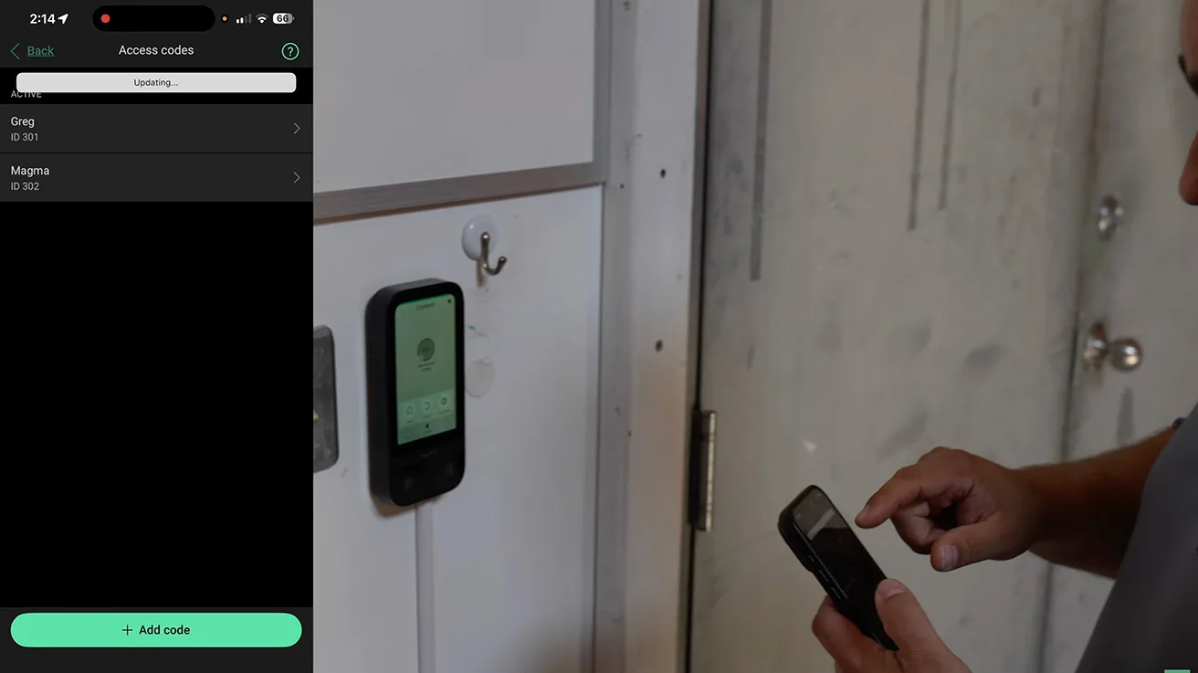Security integrator disarming the warehouse group on Ajax KeyPad TouchScreen with a pass code