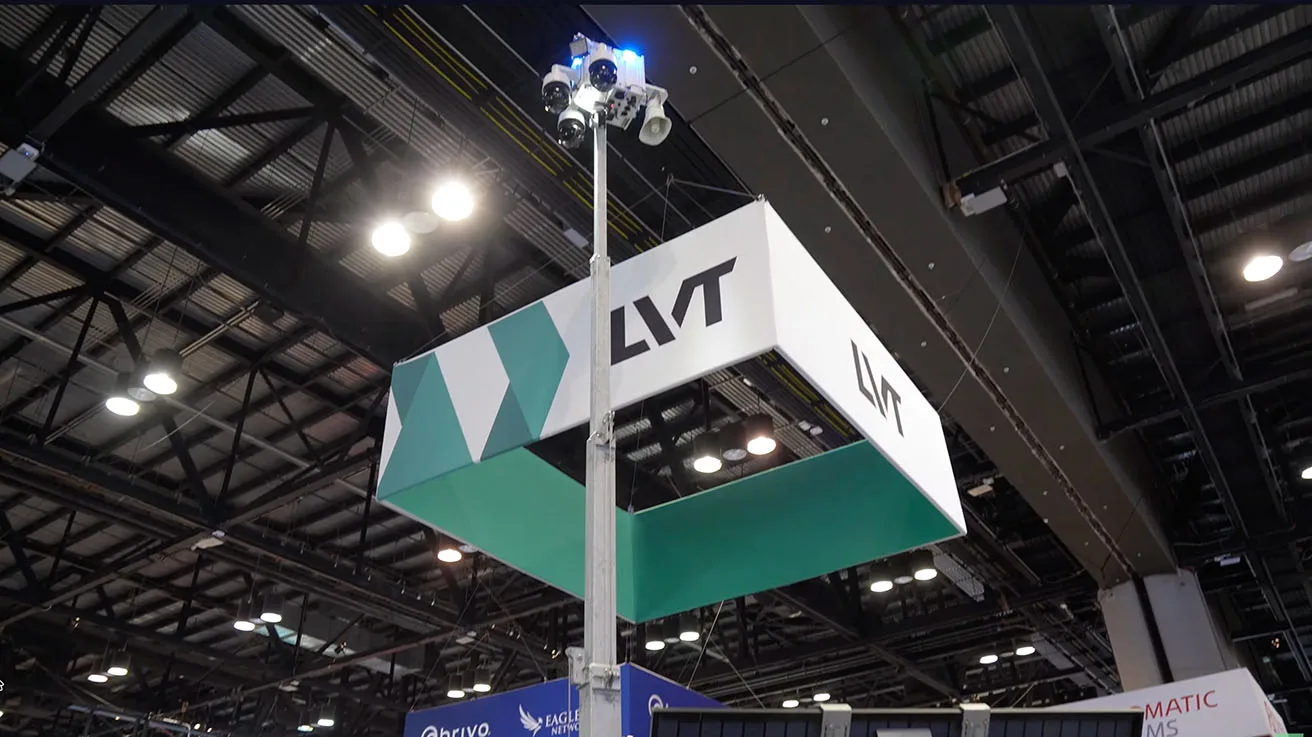 LVT mobile surveillance trailer booth display at GSX 2024 security trade show in Orlando