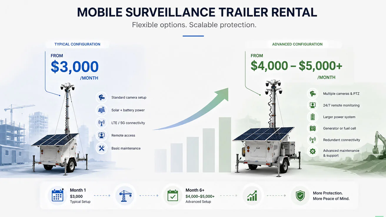 Pricing breakdown slide analyzing monthly rental costs and managed service packages