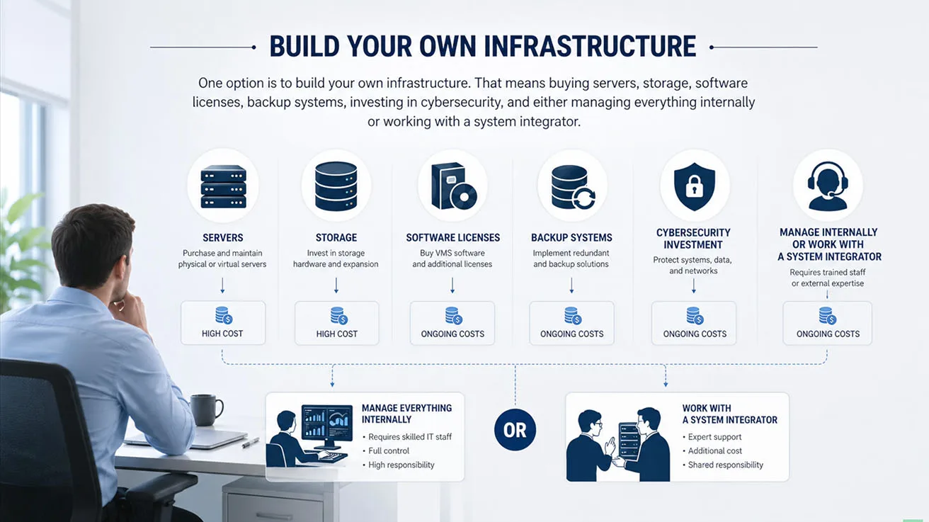 Diagram illustrating on-premise server infrastructure design for enterprise VMS deployment