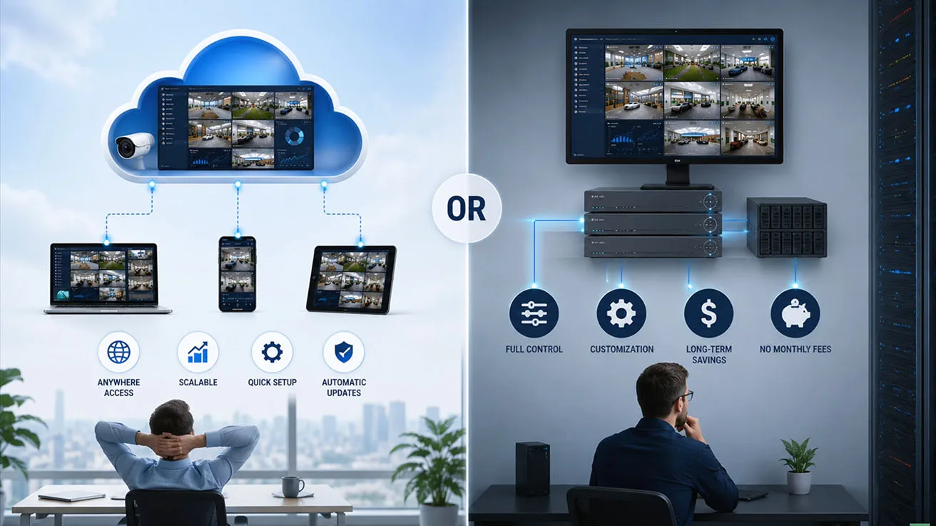 Infographic slide analyzing key technical differences between traditional NVR and enterprise VMS