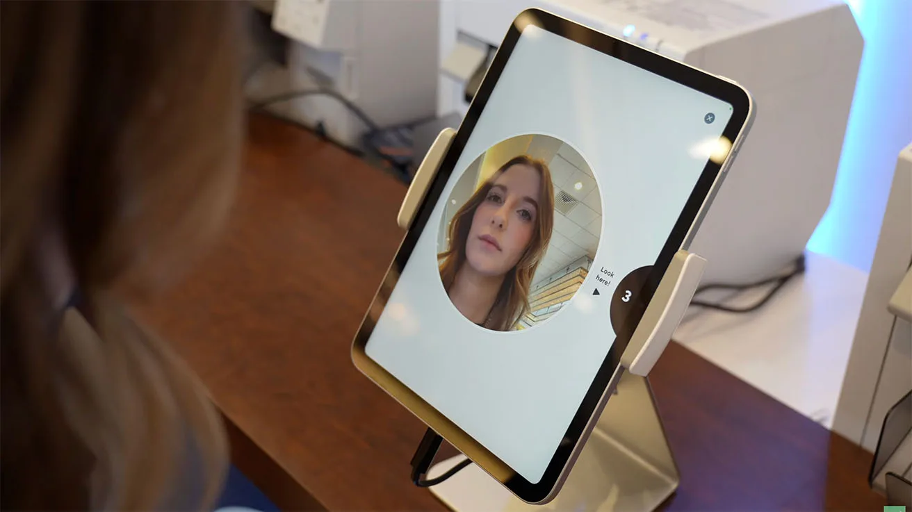 Visitor enrolling in the Verkada facial recognition system during the digital sign-in process.