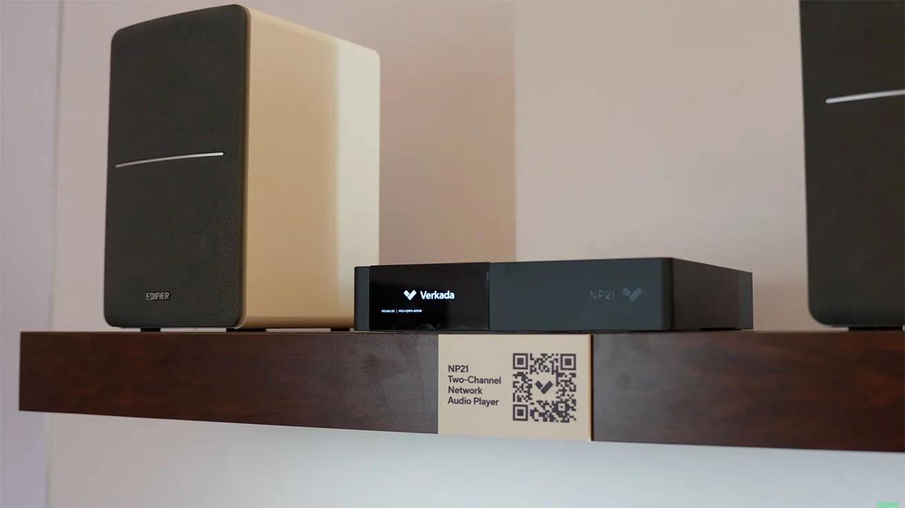 Verkada NP21 network audio player integrated with a third-party legacy speaker system.