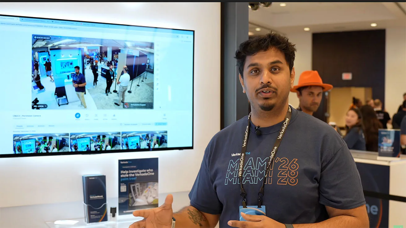 Verkada representative introducing the Unified Timeline Live Search feature for security investigations.