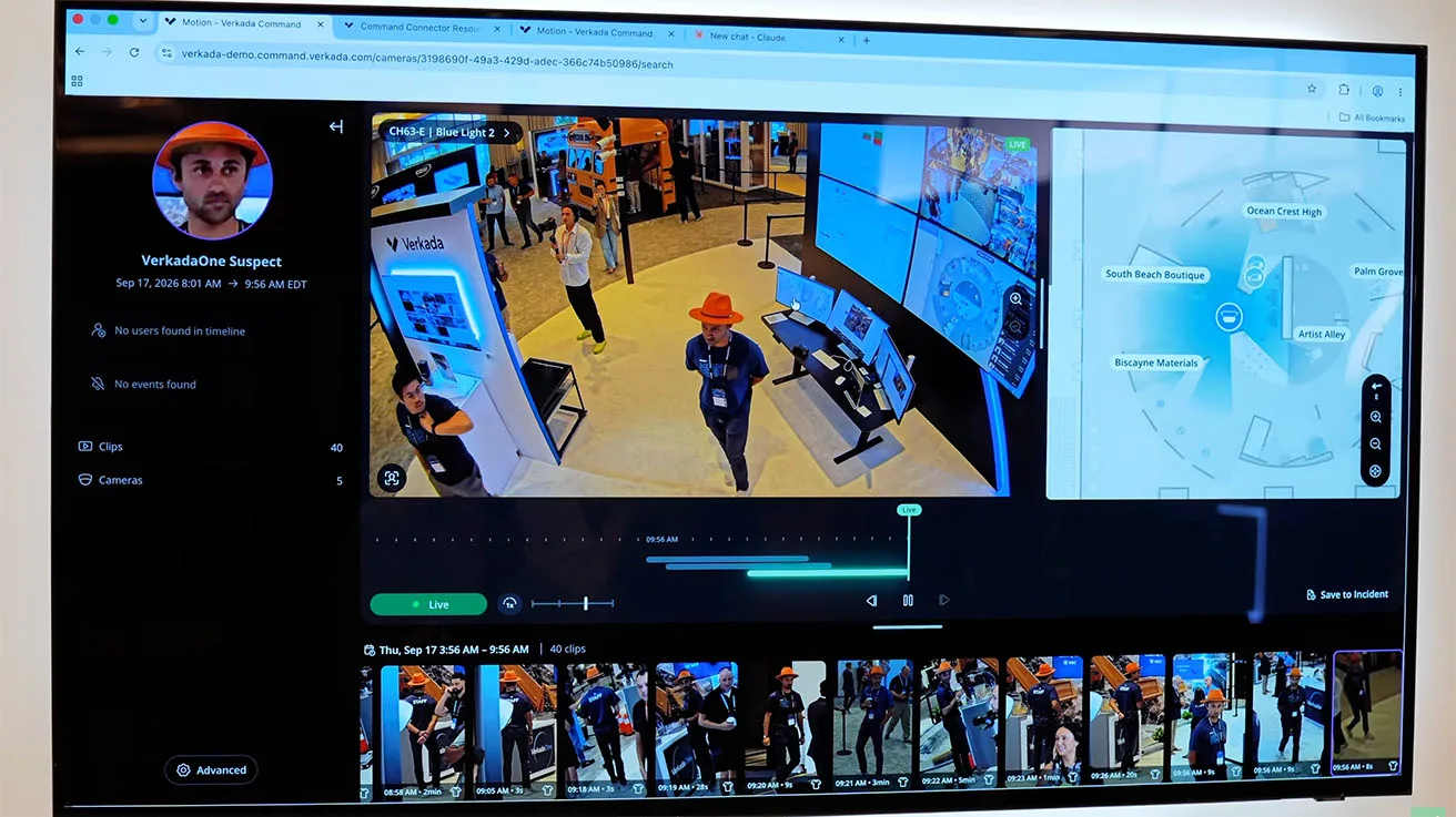 Verkada Unified Timeline displaying a tracked suspect