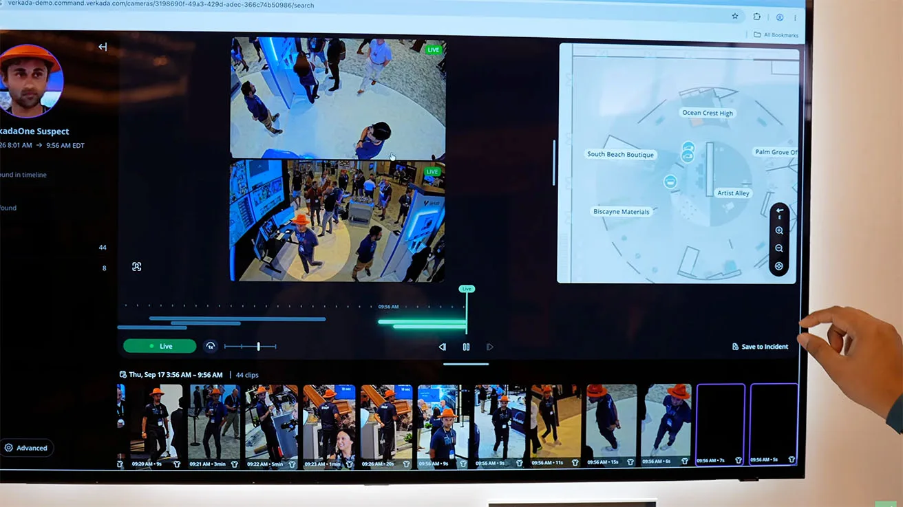 Consolidating cross-camera video evidence into a single automated incident report using the Verkada Command platform.
