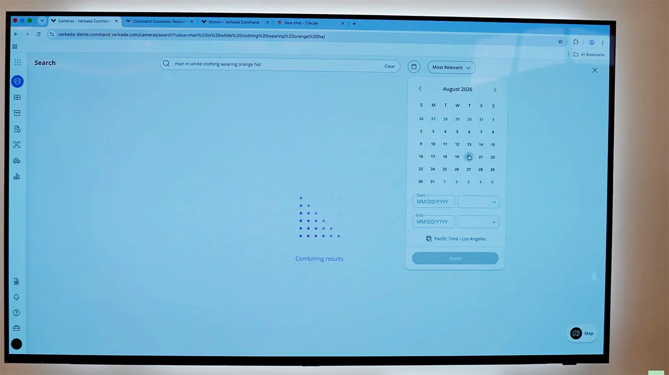 Entering a natural language text prompt into Verkada Command to locate a specific suspect.