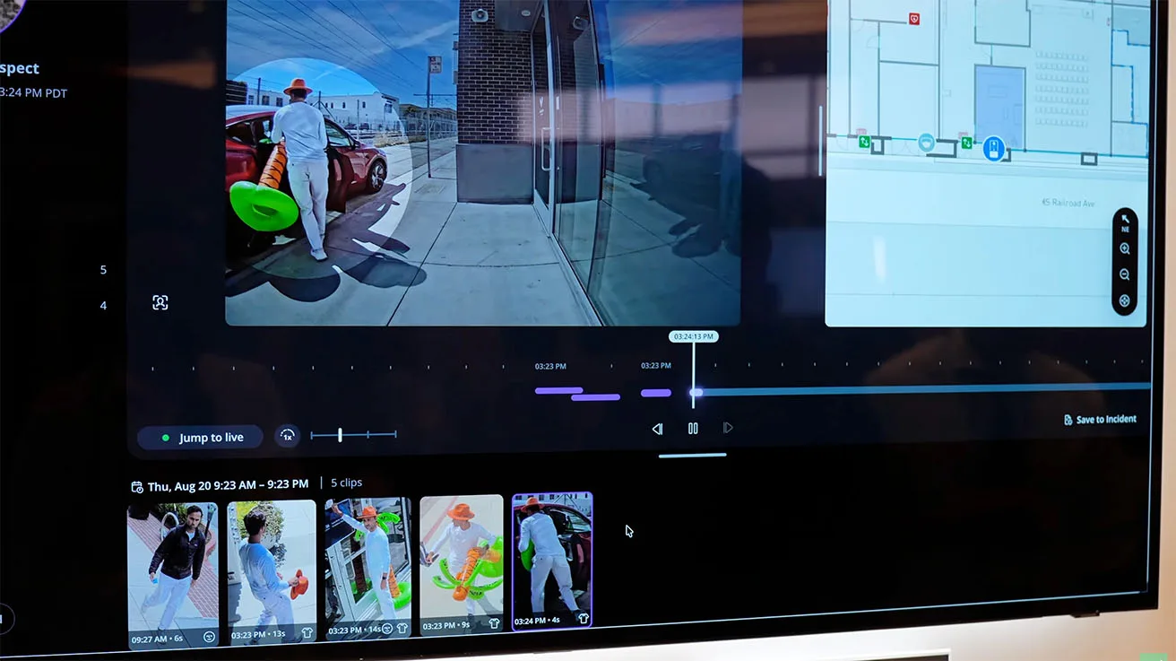 Video playback showing the identified suspect approaching a specific vehicle in the facility parking lot.