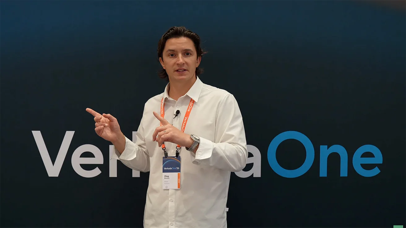 Pipl Systems project lead Oleg delivering final thoughts on the VerkadaOne 2026 enterprise security updates.