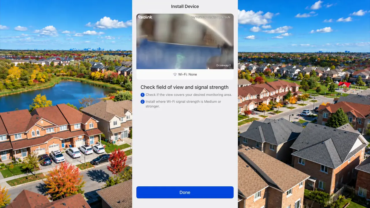 Reolink App installation setup screen shown in the video