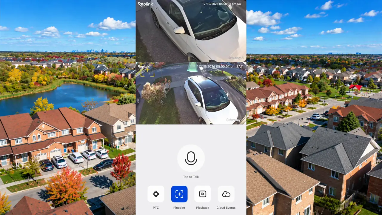 Reolink App showing a second driveway position during the Pinpoint test