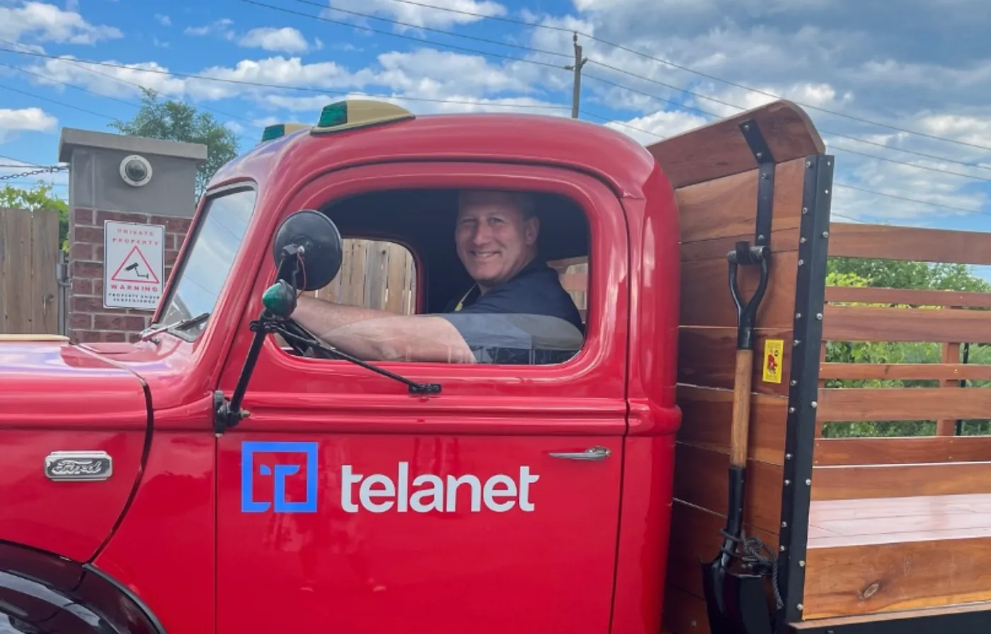 Telanet vintage service truck representing decades of trusted service