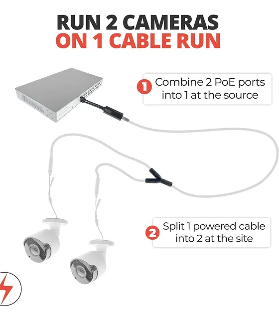 IPCamPower POE Combiner Splitter Adapter, Run 2 IP Cameras on 1 Cable IPCP-212X - Image 5