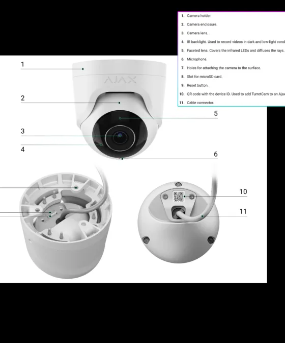 Ajax TurretCam Wired security IP camera (8MP/4mm) - Image 3